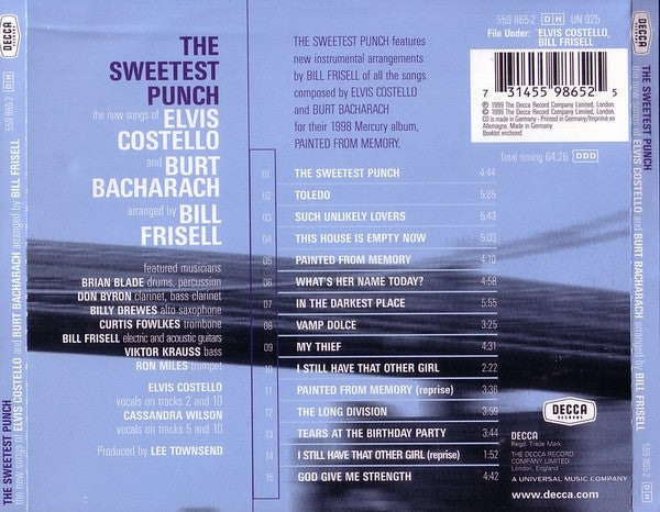 Elvis Costello, Burt Bacharach, Bill Frisell -The Sweetest Punch (The New Songs Of Elvis Costello And Burt Bacharach, Arranged By Bill Frisell)