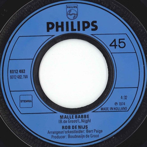 Rob de Nijs -Malle Babbe / Te Lang Van Huis