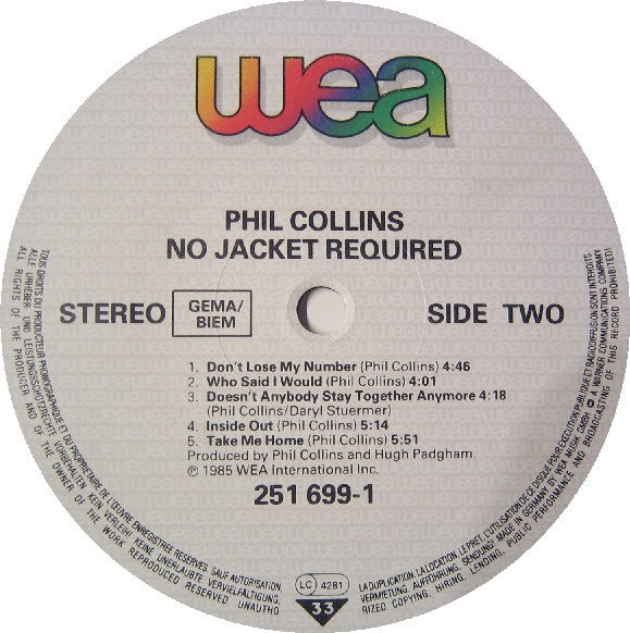 Phil Collins -No Jacket Required