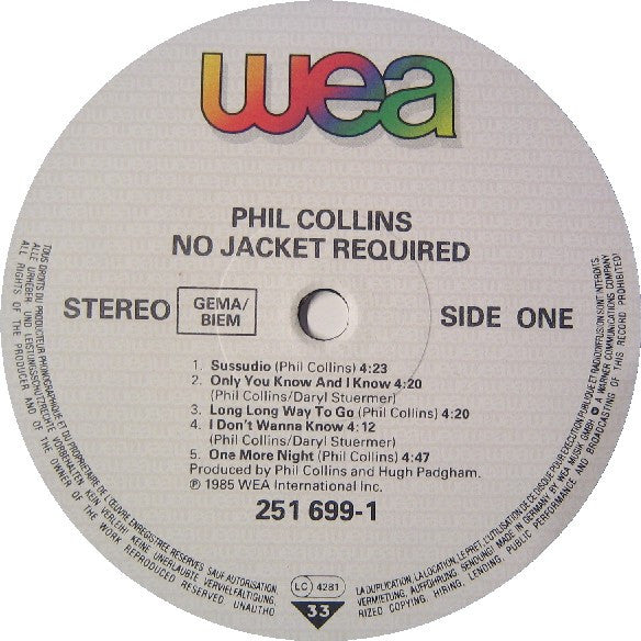 Phil Collins -No Jacket Required
