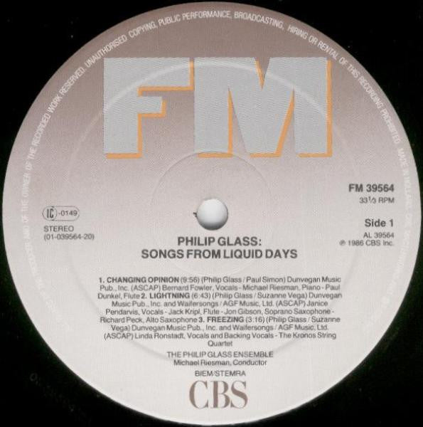 Philip Glass - Songs From Liquid Days