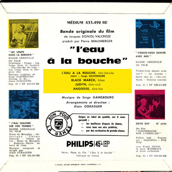 Serge Gainsbourg -Bande Originale Du Film "L'eau À La Bouche"