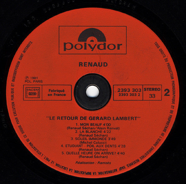 Renaud -Le Retour De Gérard Lambert