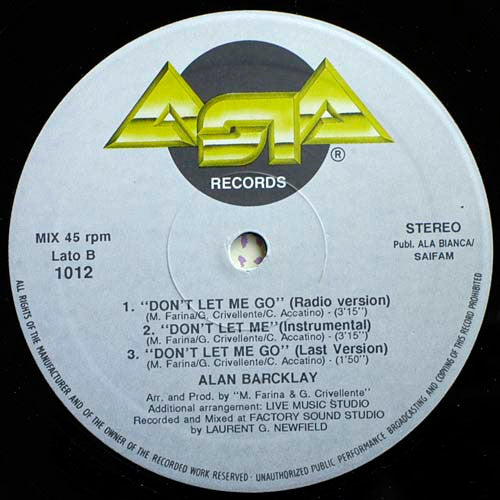 Alan Barcklay -Don't Let Me Go