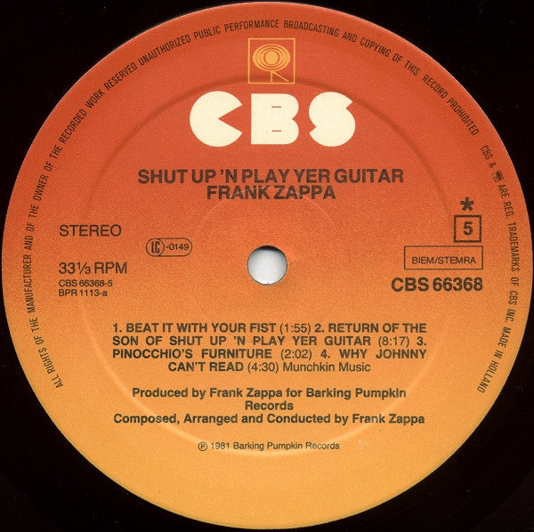 Zappa* -Shut Up 'N Play Yer Guitar