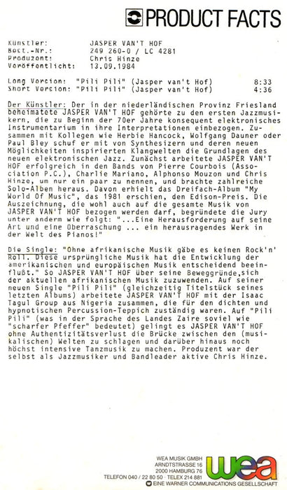 Jasper Van't Hof -Pili-Pili