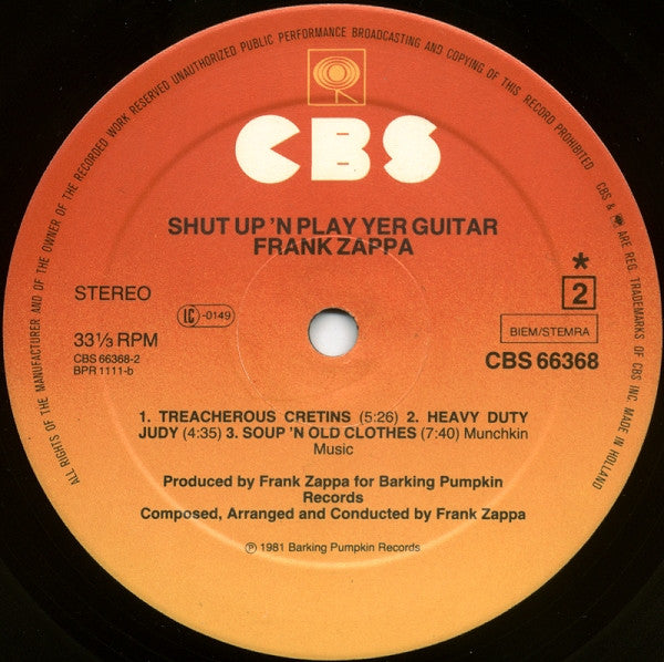 Zappa* -Shut Up 'N Play Yer Guitar