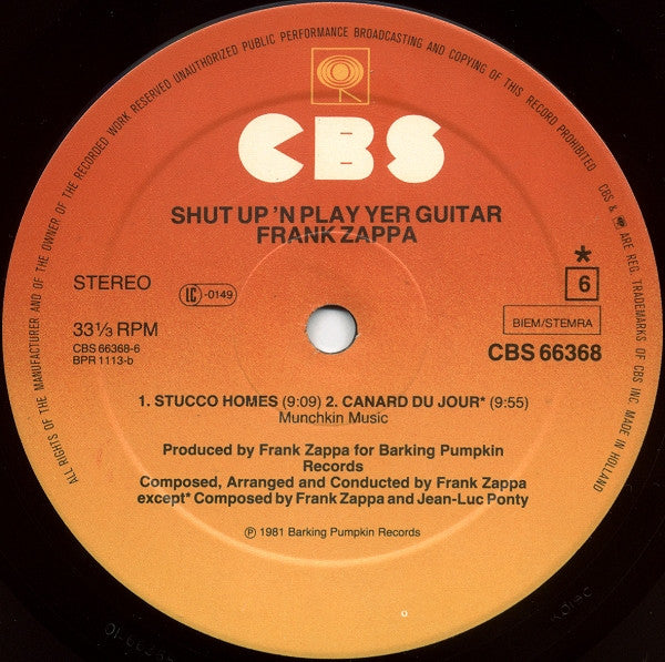 Zappa* -Shut Up 'N Play Yer Guitar