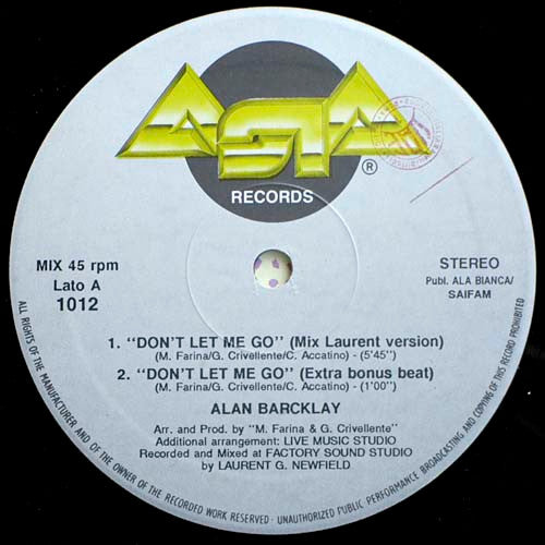 Alan Barcklay -Don't Let Me Go