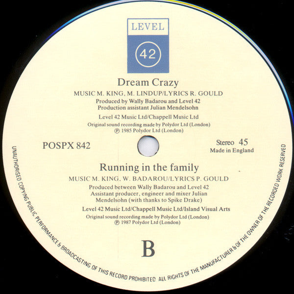 Level 42 -Running In The Family (Extended Version) / World Machine (Shep Pettibone Mix)