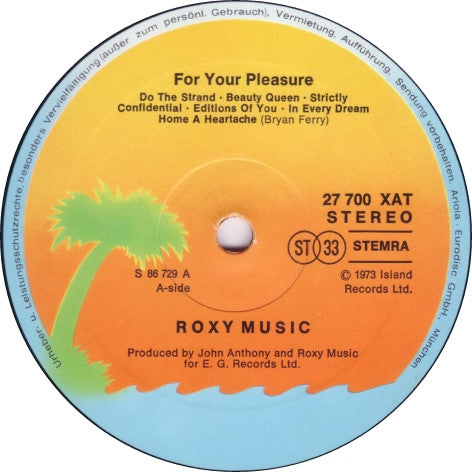 Roxy Music -For Your Pleasure