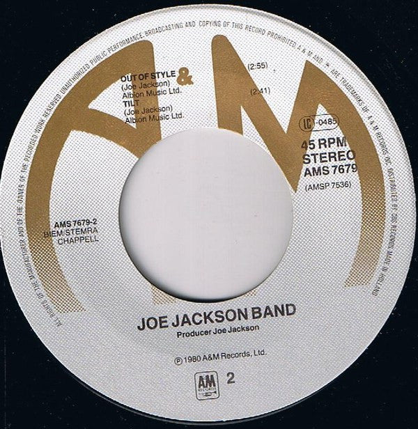 Joe Jackson Band -The Harder They Come / Out Of Style / Tilt