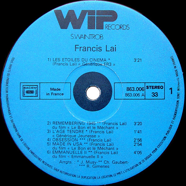 Francis Lai - Les Etoiles Du Cinema / L'heure Bleue