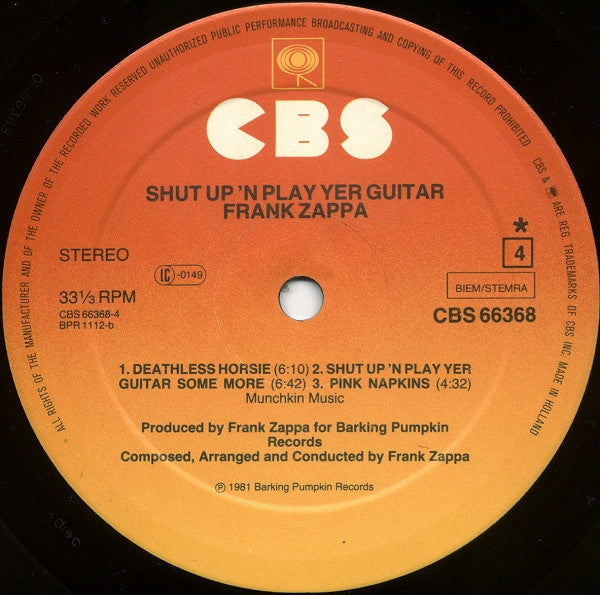 Zappa* -Shut Up 'N Play Yer Guitar