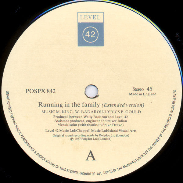 Level 42 -Running In The Family (Extended Version) / World Machine (Shep Pettibone Mix)