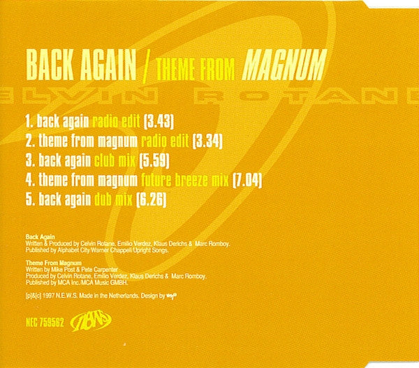 Celvin Rotane -Back Again / Theme From Magnum