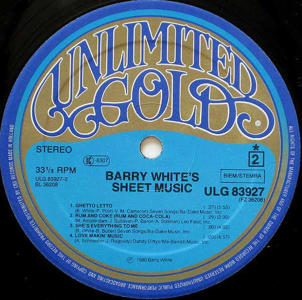 Barry White -Barry White's Sheet Music