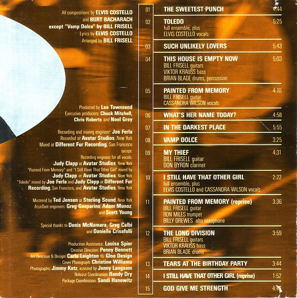 Elvis Costello, Burt Bacharach, Bill Frisell -The Sweetest Punch (The New Songs Of Elvis Costello And Burt Bacharach, Arranged By Bill Frisell)