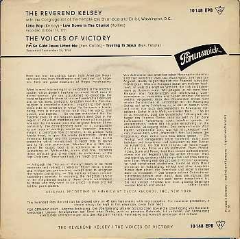 The Reverend Kelsey / The Voices Of Victory -Little Boy / I'm So Glad Jesus Lifted Me