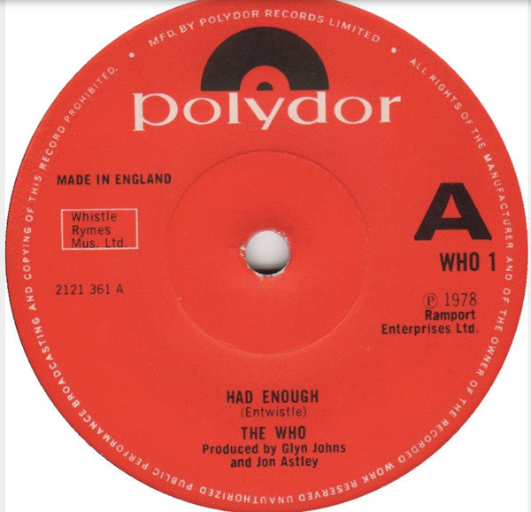 The Who -Had Enough / Who Are You