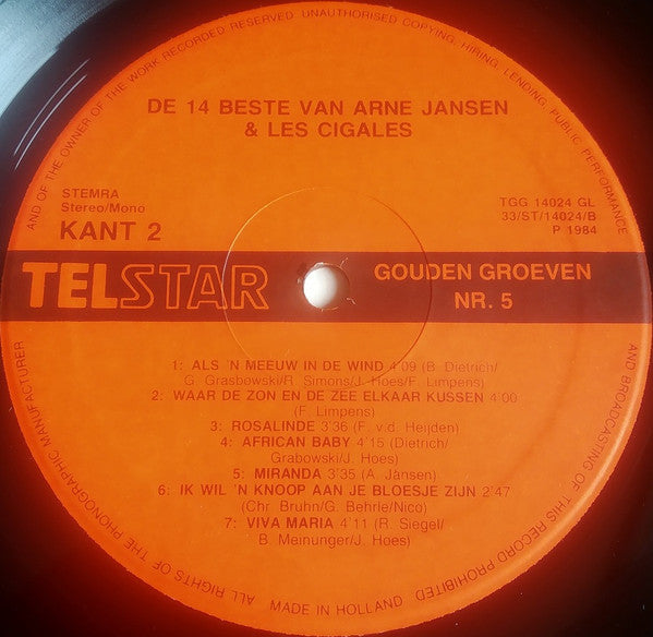 Arne Jansen & Les Cigales -De 14 Beste Van Arne Jansen & Les Cigales