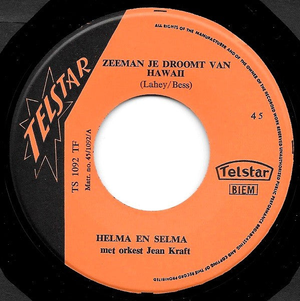 Helma & Selma -Zeeman Je Droomt Van Hawaii / Honolulu-Twist