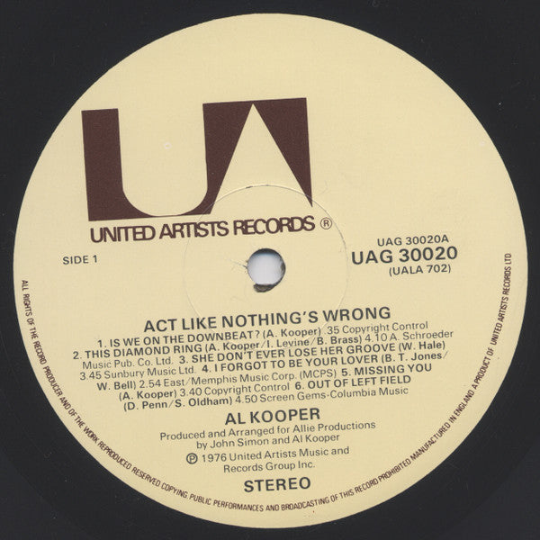 Al Kooper -Act Like Nothing's Wrong