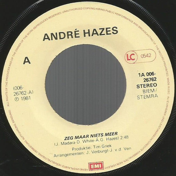 André Hazes -Zeg Maar Niets Meer