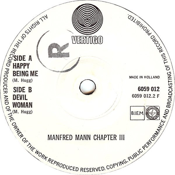 Manfred Mann Chapter III* -Happy Being Me / Devil Man