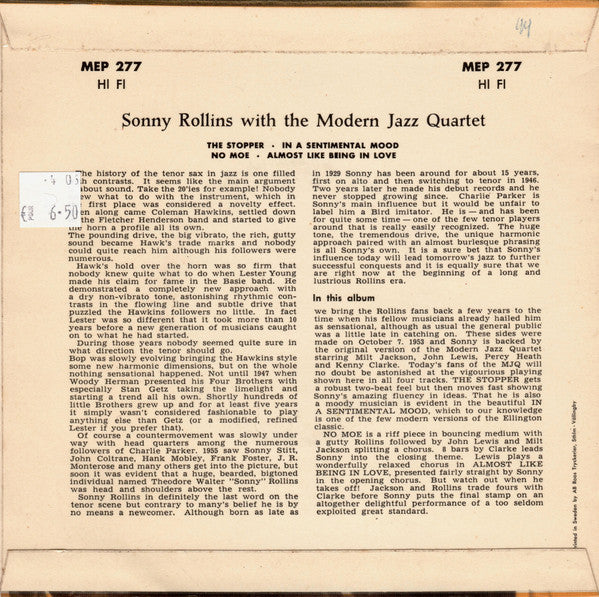 Sonny Rollins With The Modern Jazz Quartet - Sonny Rollins