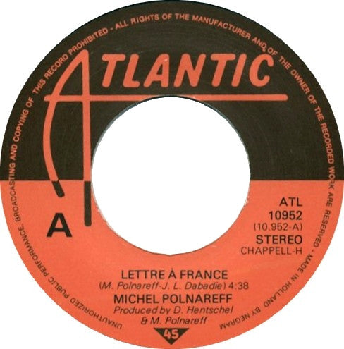 Michel Polnareff -Lettre À France