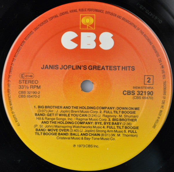 Janis Joplin -Janis Joplin's Greatest Hits