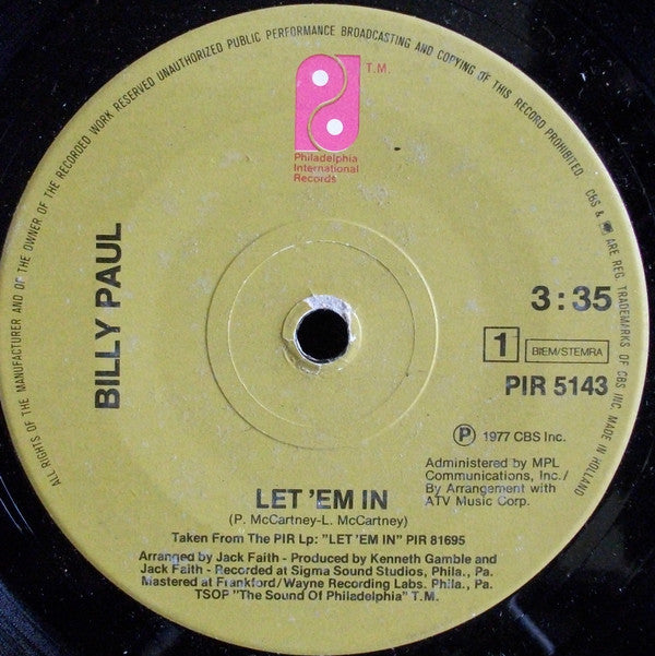 Billy Paul -Let 'Em In