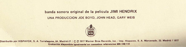 Jimi Hendrix - Banda Sonora Original De La Película Jimi Hendrix