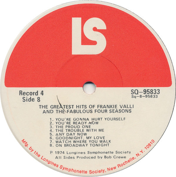 Frankie Valli And The Four Seasons* -The Greatest Hits Of Frankie Valli And The Fabulous Four Seasons