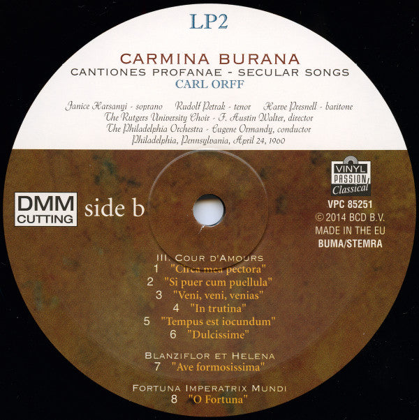 Eugene Ormandy, Carl Orff, The Philadelphia Orchestra, The Rutgers University Choir - Carmina Burana