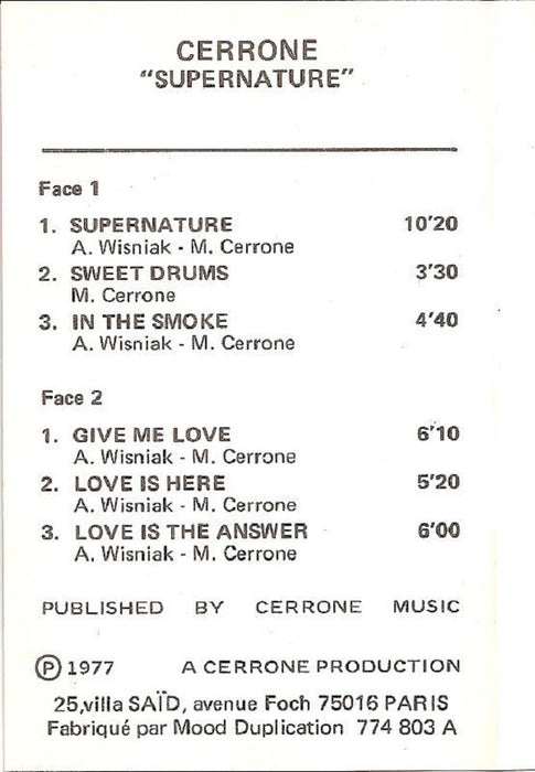 Cerrone - Cerrone 3 - Supernature