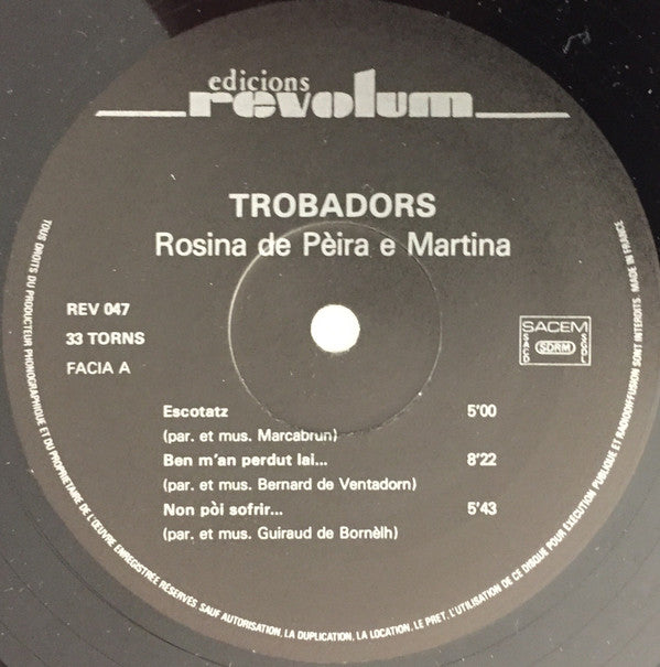 Rosina De Peira E Martina -Trobadors - Contr'amor
