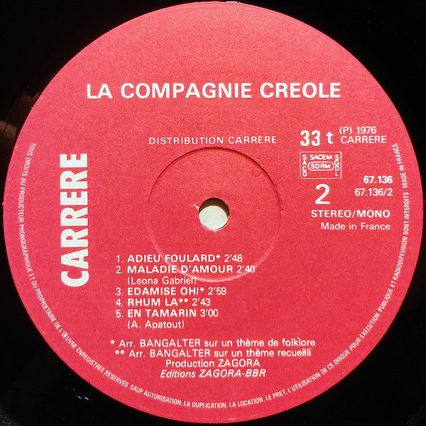 La Compagnie Créole -Ba Moin En Ti Bo - Adieu Foulard - Maladie D'Amour - Sans Chemise Sans Pantalon