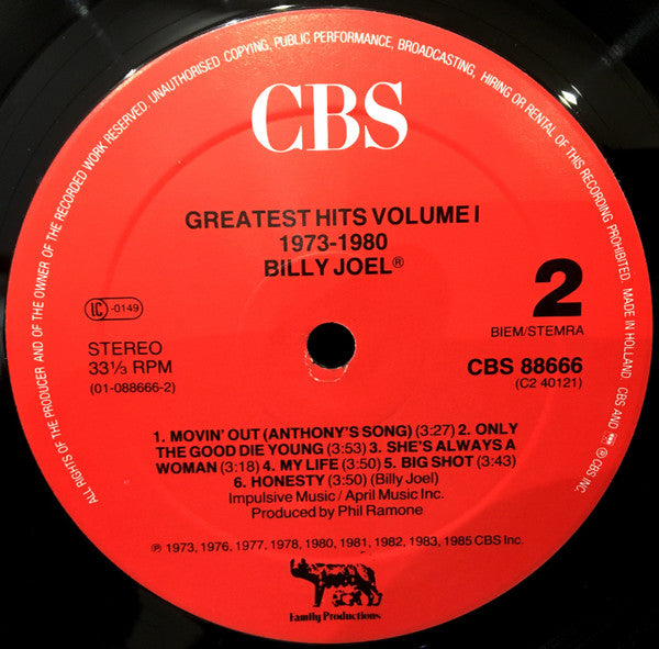 Billy Joel -Greatest Hits Volume I & Volume II