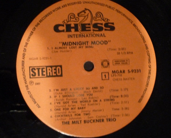 The Milt Buckner Hammond-Organ Trio* -Midnight Mood