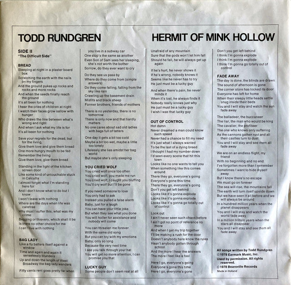 Todd Rundgren -Hermit Of Mink Hollow