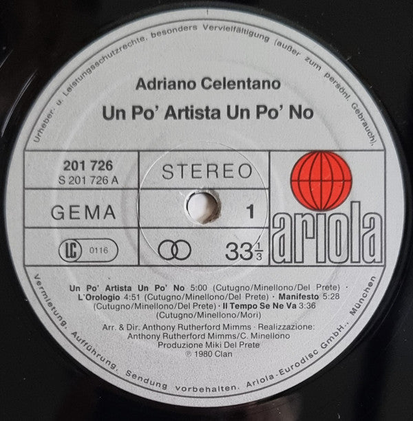 Adriano Celentano -Un Po' Artista Un Po' No