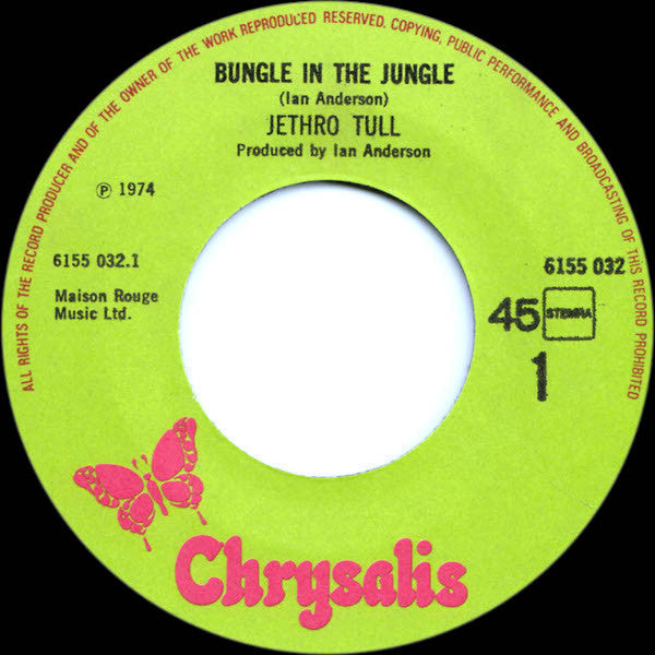 Jethro Tull -Bungle In The Jungle / Back Door Angels