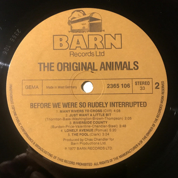 The Original Animals* -Before We Were So Rudely Interrupted