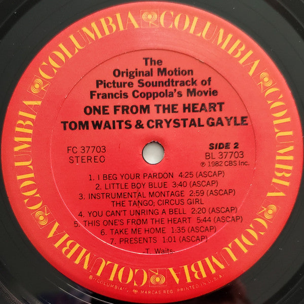 Tom Waits And Crystal Gayle -One From The Heart - The Original Motion Picture Soundtrack Of Francis Coppola's Movie