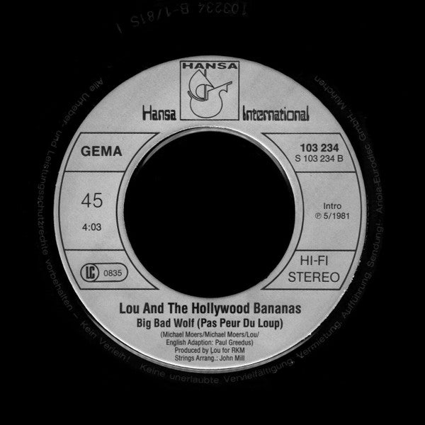 Lou & The Hollywood Bananas -Time Warp / Big Bad Wolf