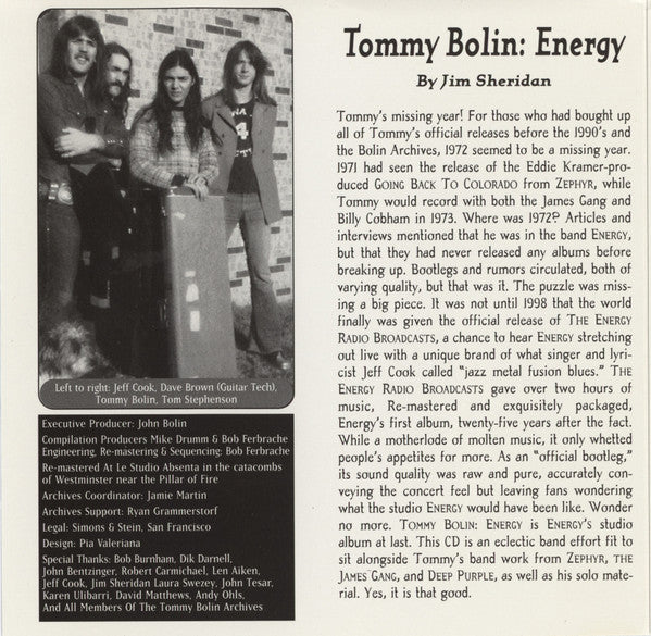Tommy Bolin • Energy (12) -Energy