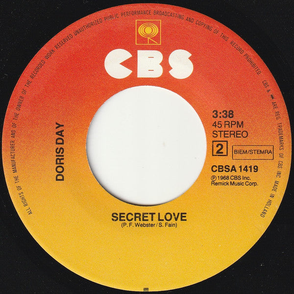 Doris Day -Whatever Will Be, Will Be (Que Sera, Sera) / Secret Love