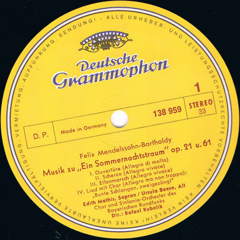 Mendelssohn-Bartholdy* - Chor* und Sinfonie-Orchester Des Bayerischen Rundfunks* · Rafael Kubelik - Ein Sommernachtstraum